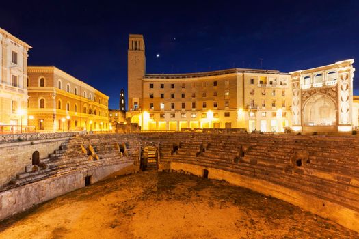 Piazza Santo Oronzo and Roman Amphitheatre in Lecce. Lecce, Apulia, Italy