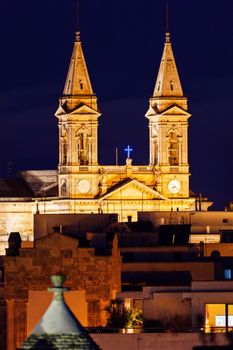 Alberobello Cathedral at night. Alberobello, Apulia, Italy