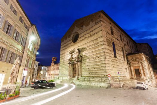 Piazza IV Novembre and Cathedral of San Lorenzo in Perugia. Perugia, Umbria, Italy.