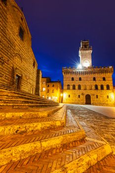 Piazza Grande in Montepulciano. Montepulciano, Tuscany, Italy