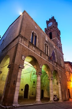 Piazza - streets of old town. Pienza, Tuscany, Italy