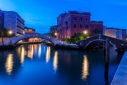 Venice canals before the sunrise. Venice, Veneto, Italy