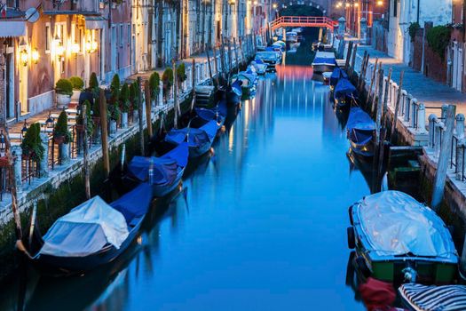 Venice canals at night. Venice, Veneto, Italy
