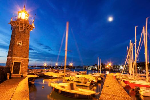 Lighthouse in Desenzano del Garda. Desenzano del Garda, Lombardy, Italy.