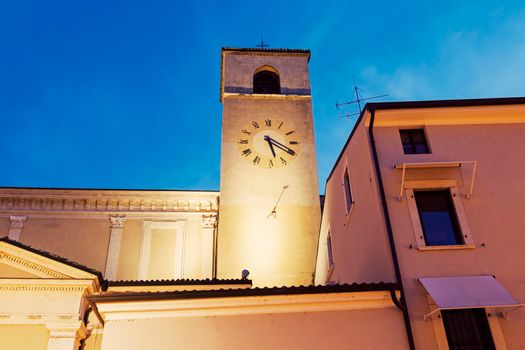 Clock tower in Desenzano del Garda. Desenzano del Garda, Lombardy, Italy.