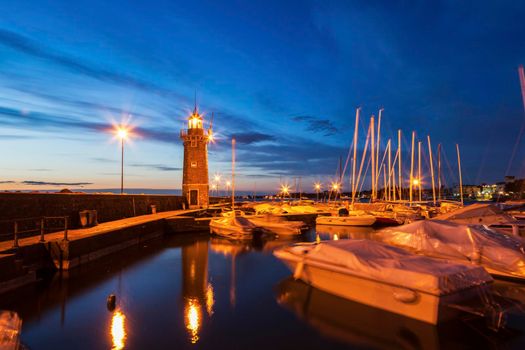 Lighthouse in Desenzano del Garda. Desenzano del Garda, Lombardy, Italy.
