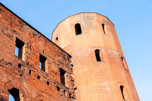 Porta Palatina - Palatine Towers in Turin. Turin, Piedmont, Italy