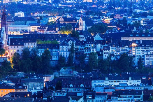 Aerial panorama of Basel. Basel, Basel-Stadt, Switzerland.