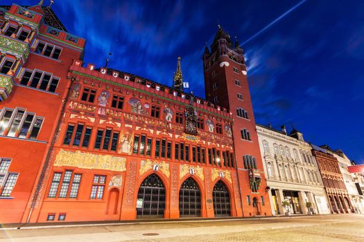 Basel Town Hall at night. Basel, Basel-Stadt, Switzerland.