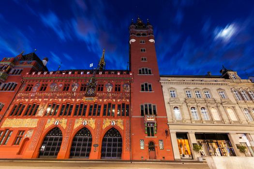 Basel Town Hall at night. Basel, Basel-Stadt, Switzerland.