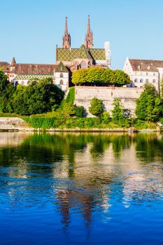 Basel architecture along Rhine River. Basel, Basel-Stadt, Switzerland.