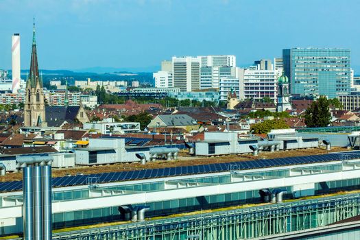 Aerial panorama of Basel. Basel, Basel-Stadt, Switzerland.