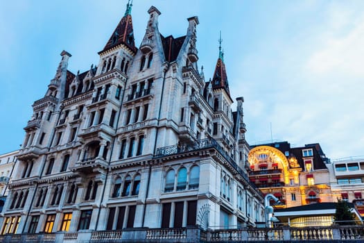 Old architecture of Lausanne. Lausanne, Vaud, Switzerland.