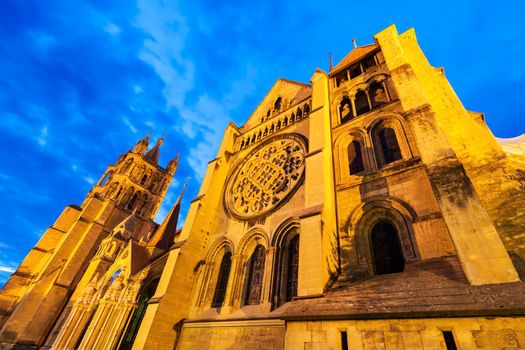 Lausanne Cathedral at night. Lausanne, Vaud, Switzerland.