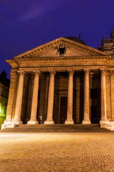 Cathedral Saint Pierre in Geneva at night. Geneva, Switzerland.