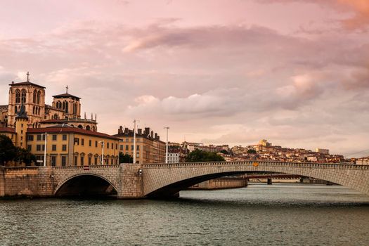 Saone River in Lyon. Lyon, Rhone-Alpes, France.