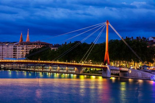 Gateway Courthouse footbridge in Lyon. Lyon, Rhone-Alpes, France.