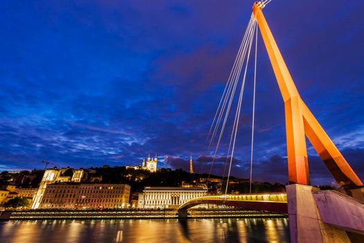 Gateway Courthouse footbridge in Lyon. Lyon, Rhone-Alpes, France.