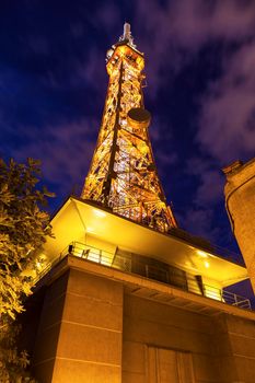 Metallic tower of Fourviere in Lyon. Lyon, Rhone-Alpes, France.