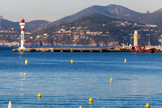 Lighthouses in Cannes. Cannes, Provence-Alpes-Cote d'Azur, France