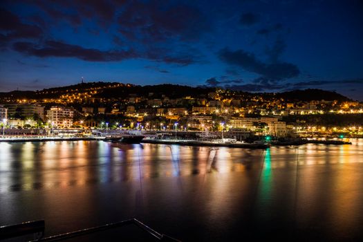 Aerial panorama of NIce at evening. Nice, French Riviera, France.