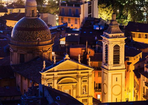 Ste Reparate Cathedral in Nice at evening. Nice, French Riviera, France.