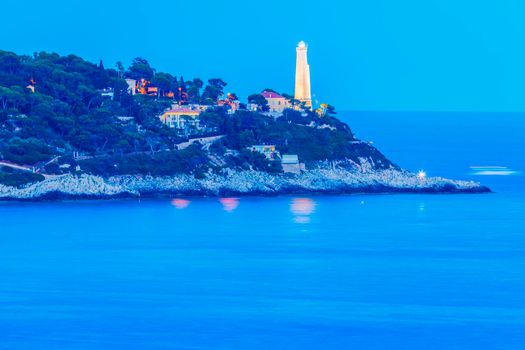 Cap Ferrat lighthouse in Saint Jean Cap Ferrat. Saint Jean Cap Ferrat, French Riviera, France.