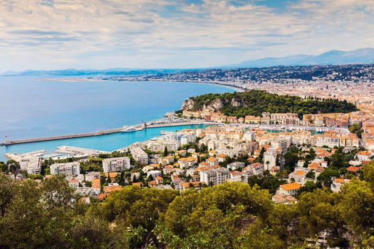 Nice panorama seen from Mt Boron. Nice, French Riviera, France.
