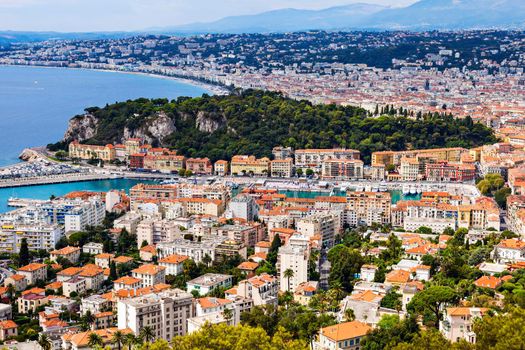 Nice panorama seen from Mt Boron. Nice, French Riviera, France.