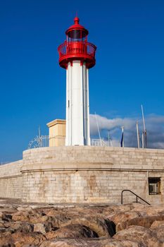 Menton lighthouse. Menton, Provence-Alpes-Cote d'Azur, France