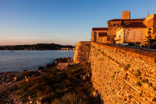 Old walls of Antibes. Antibes, Provence-Alpes-Cote d'Azur, France.