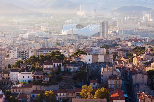 Architecture of Marseille - aerial view. Marseille, Provence-Alpes-Cote d'Azur, France.
