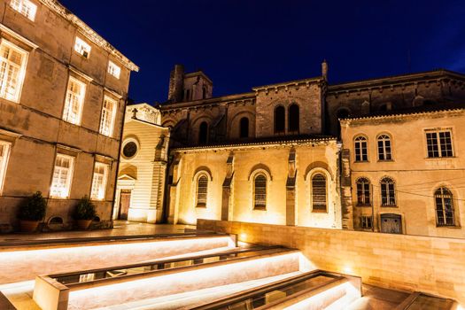 Notre-Dame-et-Saint-Castor Cathedral in Nimes. Nimes, Occitanie, France.