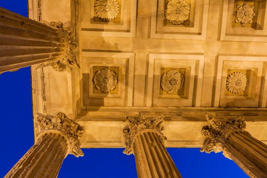 Maison Carree temple in Nimes. Nimes, Occitanie, France.