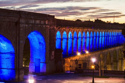 Saint Clement Aqueduct in Montpellier. Montpellier, Occitanie, France.