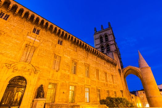 Montpellier Cathedral at evening. Montpellier, Occitanie, France.