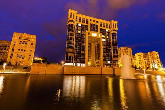 Modern architecture of Quartier Antigone. Montpellier, Occitanie, France.