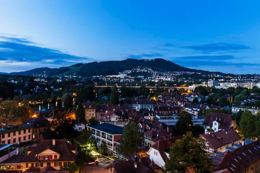 Architecture of Bern at night. Bern, Bern-Mittelland, Switzerland.