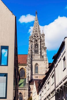 Monumental Ulm Minster. Ulm, Baden-Wurttemberg, Germany.