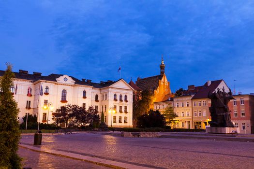 Old town square and City Hall in Bydgoszcz. Bydgoszcz, Kuyavian-Pomeranian, Poland.