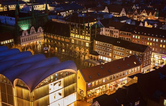 Lubeck aerial panorama. Lubeck, Schleswig-Holstein, Germany