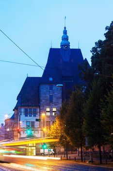 Stadtbibliothek Bremen at sunrise. Bremen, Germany.