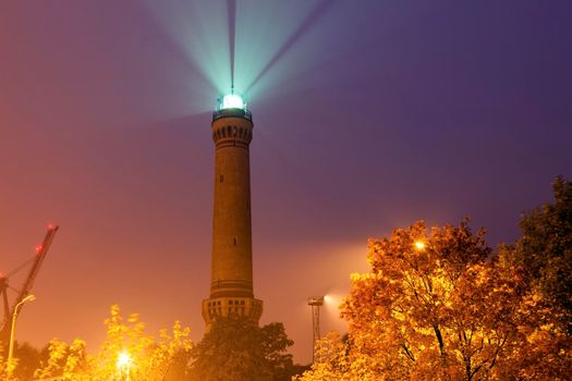 Swinoujscie lighthouse at evening. Swinoujscie, West Pomerania, Poland
