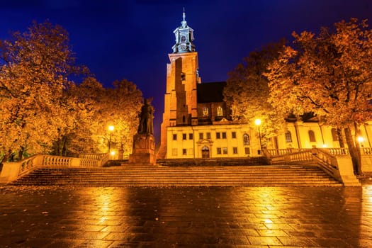 Gniezno Cathedral at sunset. Gniezno, Greater Poland, Poland.