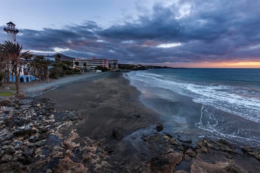 Playa del Aguila at sunrise. San Bartolome de Tirajana, Gran Canaria, Canary Islands, Spain.