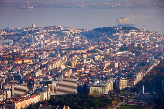 Lisbon - aerial view of the city. Lisbon, Portugal.