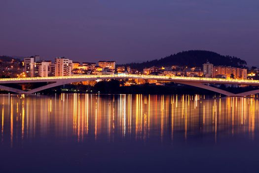 Bridge in Coimbra seen at sunset. Coimbra, Centro Region, Portugal.