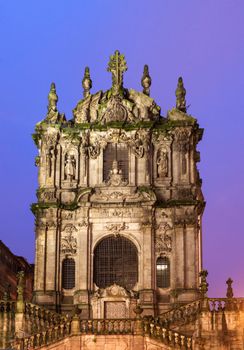 Clerics church in Porto at night. Porto, Norte, Portugal.