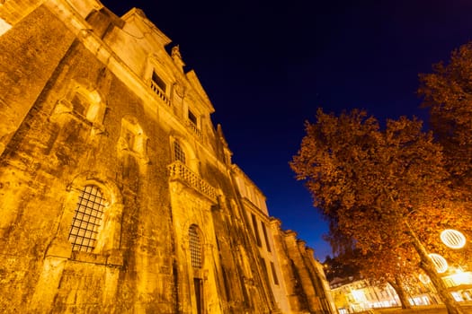 Alcobaca Monastery at night. Alcobaca, Oesste, Portugal