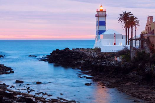 Santa Marta Lighthouse in Cascais. Cascais, Lisbon, Portugal